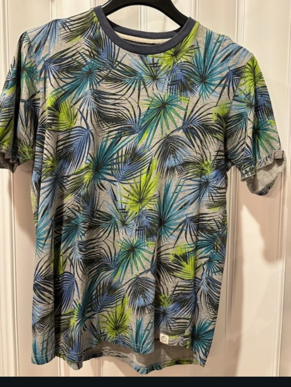 Free Planet Short-Sleeve Palm Leaf Tee - Blue, Green & Gray